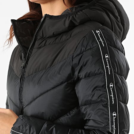 Champion Doudoune Capuche Femme A Bandes 114555 Noir Ryses