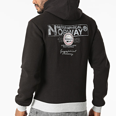 Geographical Norway - Sudadera con capucha y volante con cremallera Negro
