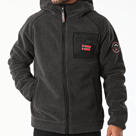 Geographical Norway Veste Zippee Capuche Polaire Udaf Gris Anthracite Ryses