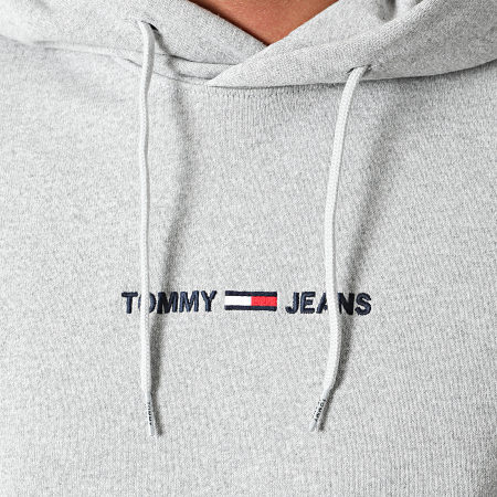 Tommy Jeans - Sweat Capuche Straight Logo 1632 Gris Chiné