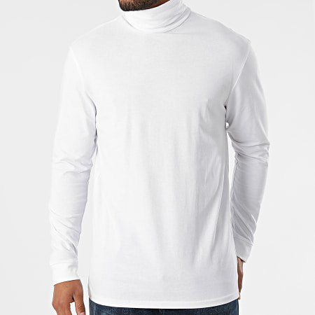 Only And Sons - Tee Shirt Col Roulé Manches Longues Michan Blanc