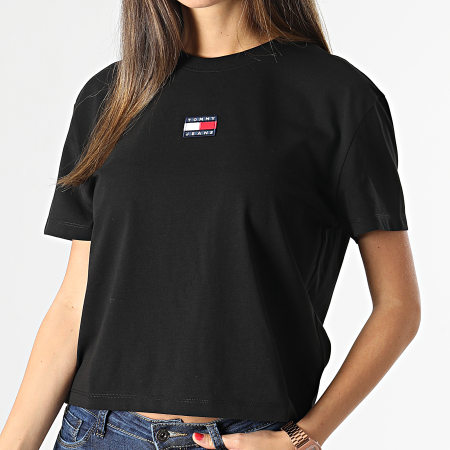 Tommy Jeans - Tshirt donna con stemma centrale 0404 nero