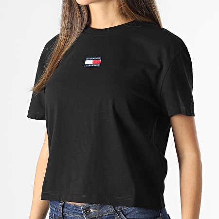 Tommy Jeans - Tshirt donna con stemma centrale 0404 nero