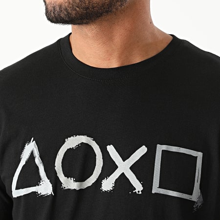 Playstation - Camiseta con estampado de ilustraciones de botones Negro
