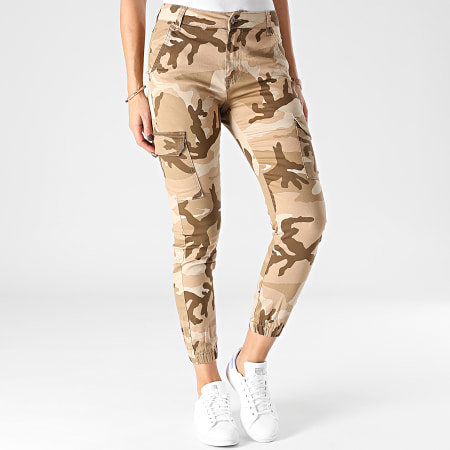 Girls Outfit - Jogger Pant Femme Camouflage 6752 Beige Marron