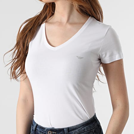 Emporio Armani - Tee Shirt Femme Col V 164407-CC318 Blanc