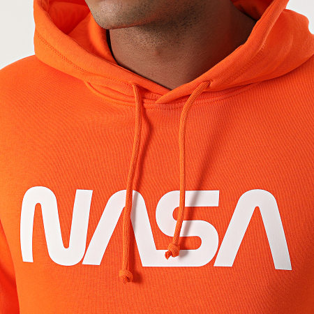 NASA - Sweat Capuche Worm Orange Blanc
