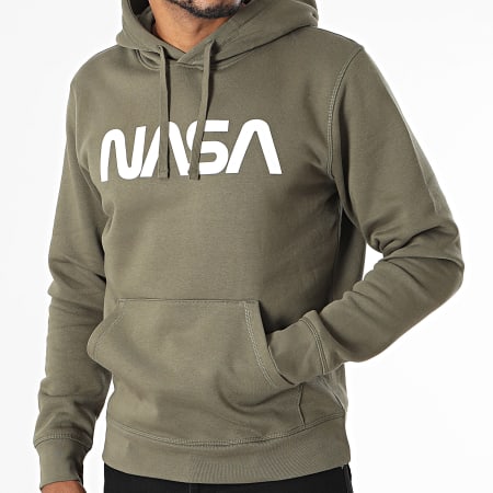 NASA - Felpa con cappuccio Worm Green Khaki White