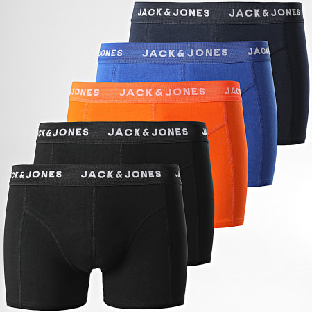Jack And Jones - Lot De 5 Boxers Kris Noir Orange Bleu