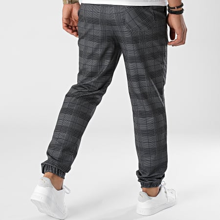 Paname Brothers Pantalon Jogging Carreaux Oxford Gris Anthracite