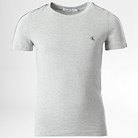 Calvin Klein - Camiseta Infantil Con Logo Rayas 1109 Heather Grey
