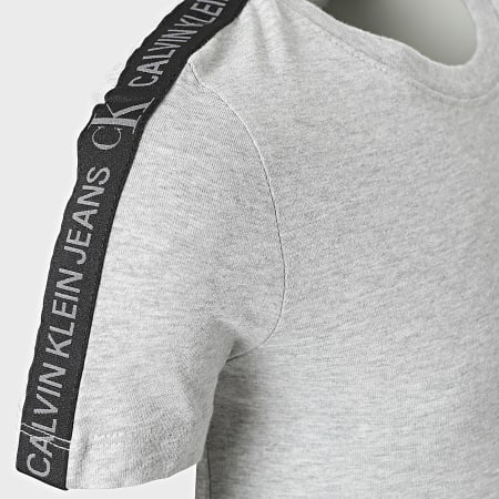 Calvin Klein - Camiseta Infantil Con Logo Rayas 1109 Heather Grey