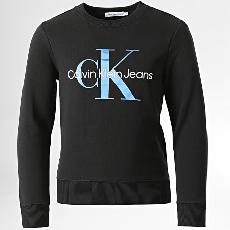 Calvin Klein - Sudadera de cuello redondo con logotipo de monograma para niños 0265 Black