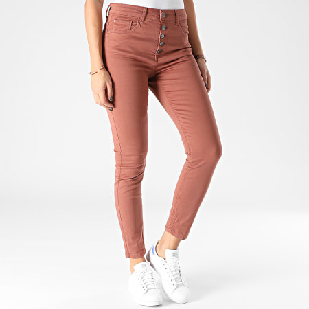 Only - Jeans Leon Life Skinny Donna Rosso mattone