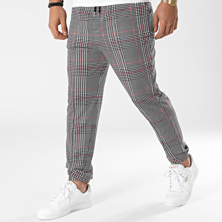 Pantalon Jogging Carreaux London Noir Rouge