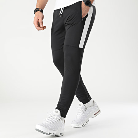 LBO - Pantalones jogging de entrenamiento con cinta de malla 0033 negro blanco