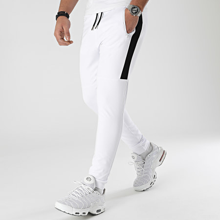 LBO - Pantalones jogging de entrenamiento con cinta de malla 0035 blanco negro