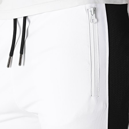 LBO - Pantalones jogging de entrenamiento con cinta de malla 0035 blanco negro