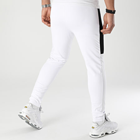 LBO - Pantaloni da jogging con banda a rete 0035 Bianco Nero