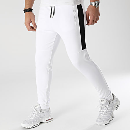 LBO - Pantalon Jogging Training Bande Mesh 0035 Blanc Noir