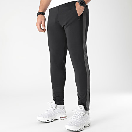 LBO - Pantaloni da jogging a fascia per l'allenamento 0037 nero grigio antracite