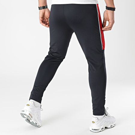 LBO - Pantaloni da jogging Slim Fit Training Bande Mesh 0038 Blu navy Rosso