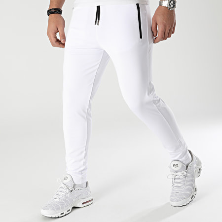 LBO - Pantalones de jogging de entrenamiento con cinta de malla 0106 Blanco