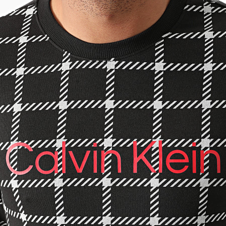 Calvin Klein - Sweat Crewneck Windowpane Printed NM2222E Noir