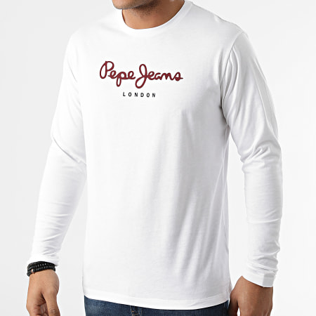 Pepe Jeans - Tee Shirt Manches Longues Eggo Blanc