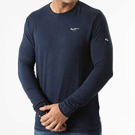 Pepe Jeans - Tee Shirt Manches Longues Orignal Basic Bleu Marine