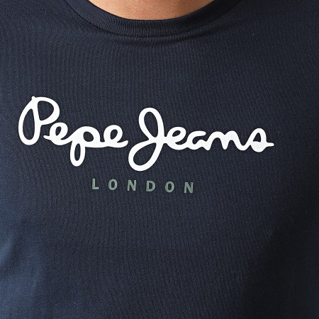 Pepe Jeans - Tee Shirt Manches Longues Eggo Bleu Marine