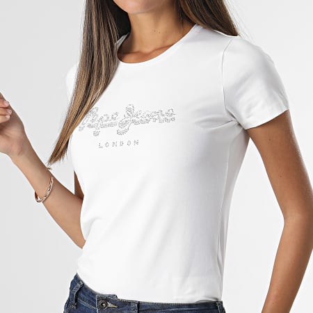 Pepe Jeans - Camiseta Beatrice Mujer Strass Blanco