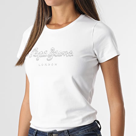 Pepe Jeans - Tee Shirt Femme Strass Beatrice Blanc