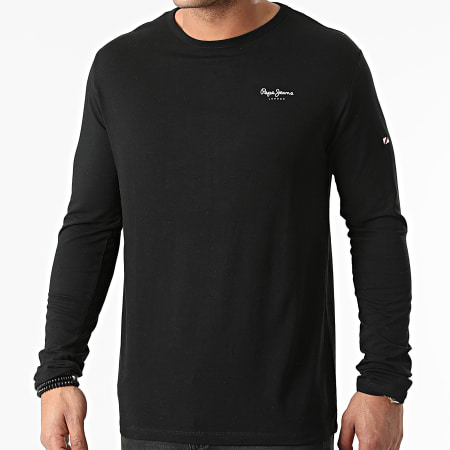 Pepe Jeans - Camiseta básica de manga larga de alce negra