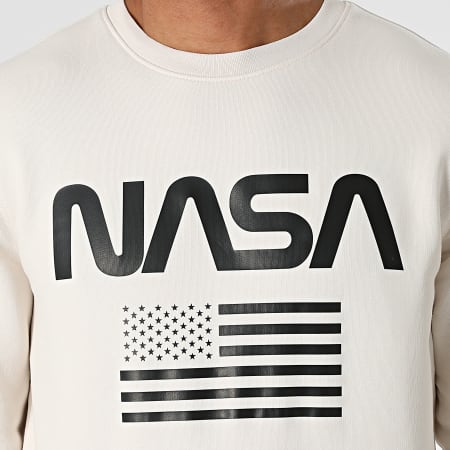 NASA - Sweat Crewneck Flag Beige Noir