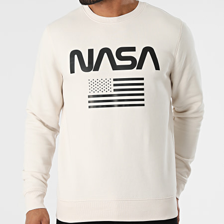 NASA - Sweat Crewneck Flag Beige Noir