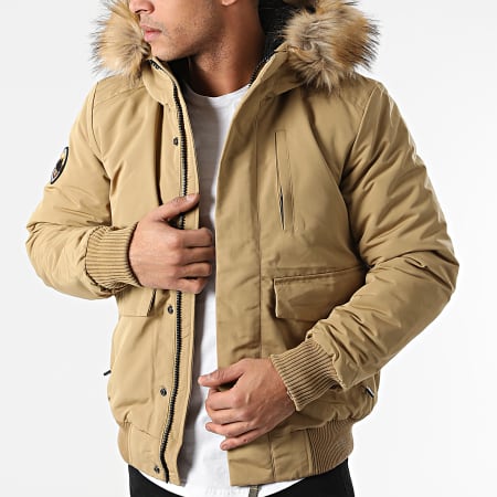Doudoune beige capuche fourrure new arrivals