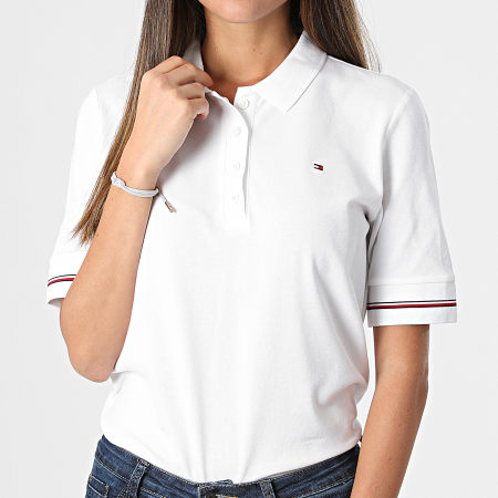 Tommy Hilfiger - Polo Manches Courtes Femme Global Stripe 1488 Blanc
