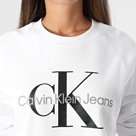 Calvin Klein - Felpa donna Core Monogram Crewneck 9140 Bianco