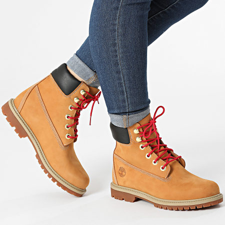 Timberland - Boots Femme Heritage 6 Inch Waterproof A2G4R Wheat Nubuck Red