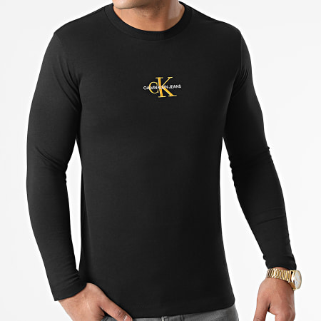 Calvin Klein - Nueva camiseta icónica esencial de manga larga 1602 Black Gold