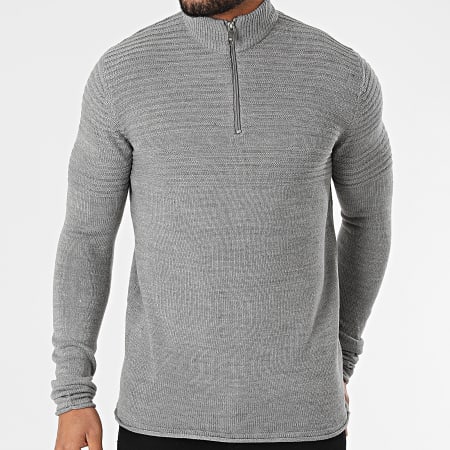 Only And Sons - Jersey Cuello Cremallera Blade Gris Jaspeado