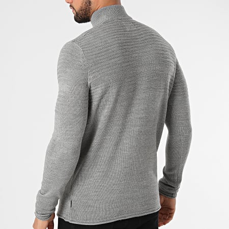 Only And Sons - Pull Col Zippé Blade Gris Chiné