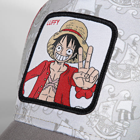 Capslab - Casquette Trucker Luffy Gris Rouge