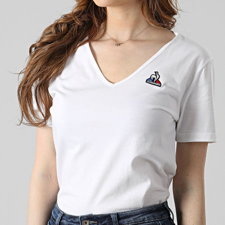 Le Coq Sportif - Tee Shirt Femme Col V 2210511 Blanc