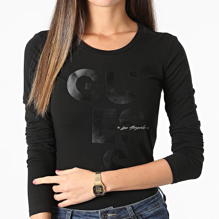 Guess - Tee Shirt Manches Longues Femme W2RI02 Noir