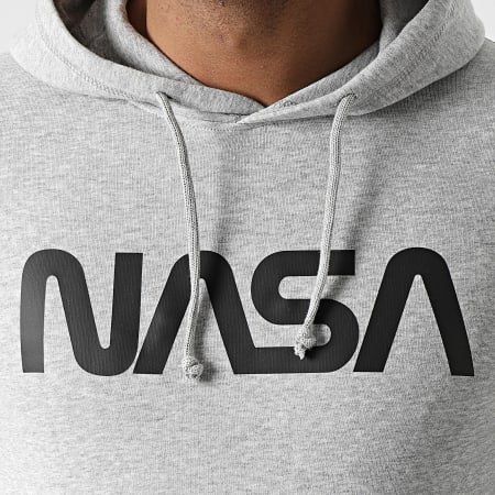 NASA - Sweat Capuche Worm Logo Gris Chiné
