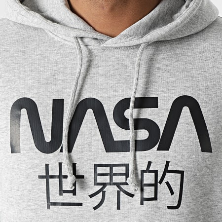 NASA - Sweat Capuche Worm Japan Gris Chiné