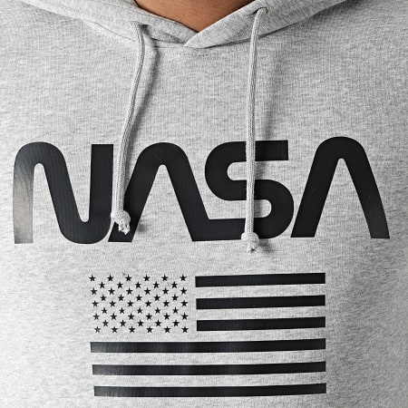 NASA - Sweat Capuche Worm Flag Gris Chiné