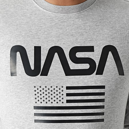 NASA - Sweat Crewneck Flag Gris Chiné